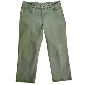 Levi Strauss Size 27 Olive Green Cropped 5 Pocket Jeans Cotton-Elastane